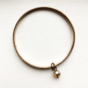 Vintage thin gold stacking bangle charm bracelet